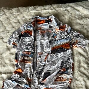Graphic Print Button-Up Shirt